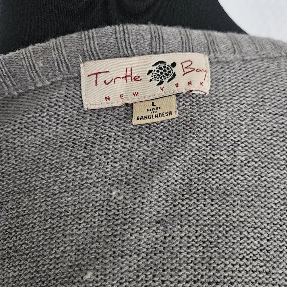 Womens Grey Cable Knit‎ Button Front Cardigan Sweater Large Layering Minimalist